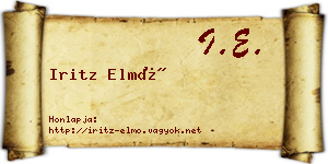 Iritz Elmó névjegykártya